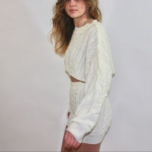 Cropped Two Piece Sweater Set